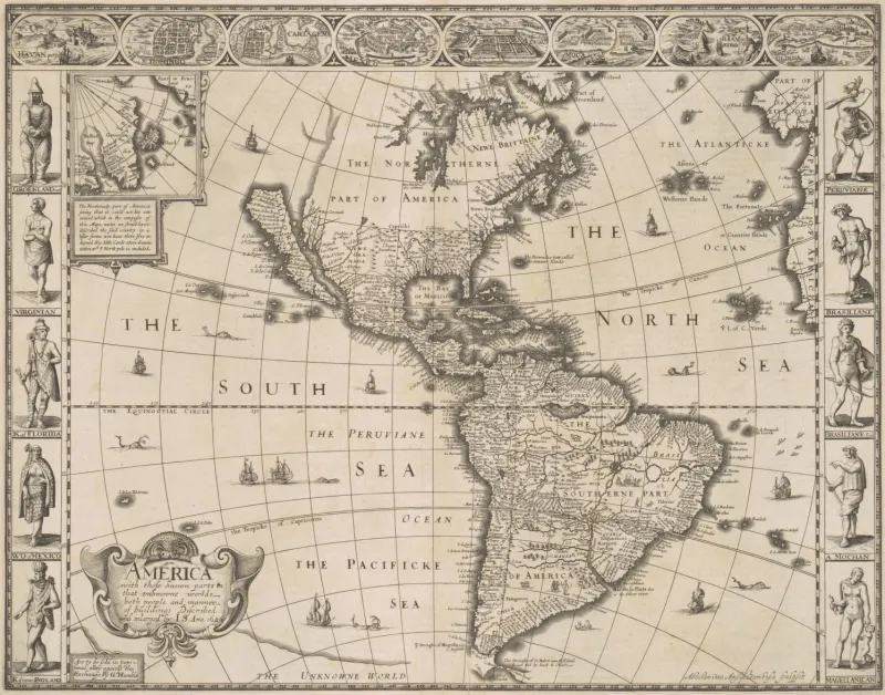 L'image est une carte ancienne de l'Amérique du Sud