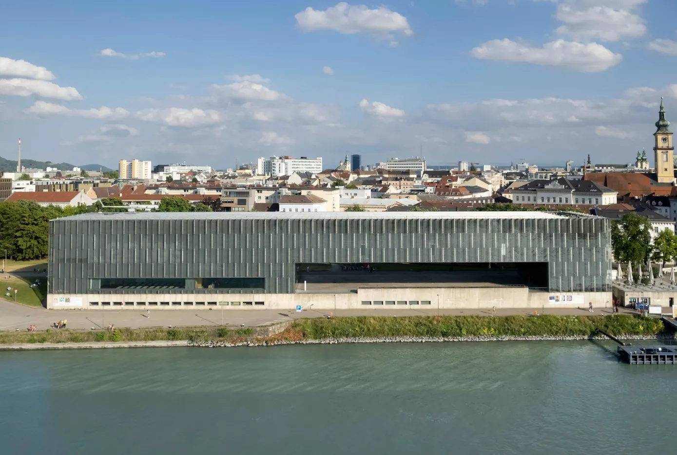 Vue aérienne du Lentos Kunstmuseum de Linz (Allemagne)
