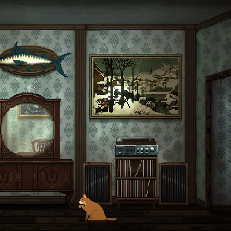 Capture d'écran de Cats and the Other Lives avec une citation des Chasseurs dans la neige de Brueghel