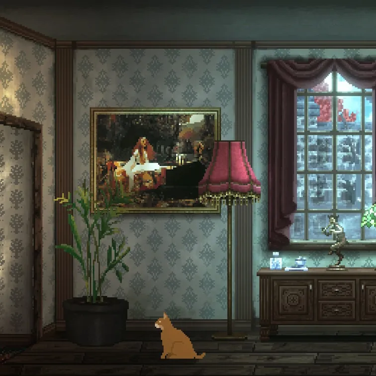 Capture d'écran de Cats and The Other Lives avec une citation de La Dame de Shalott de Waterhouse