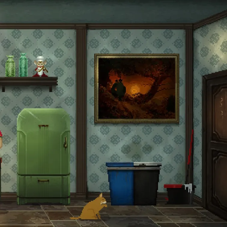 Capture d'écran de Cats and the Other Lives avec une citation de Deux hommes contemplant la Lune de Friedrich